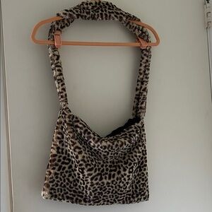 Crossbody Bag or shoulder bag Leopard Print Faux Fur